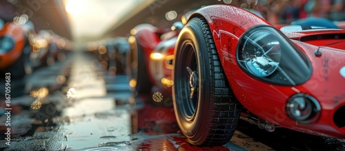 Red Race Car On Wet Asphalt
