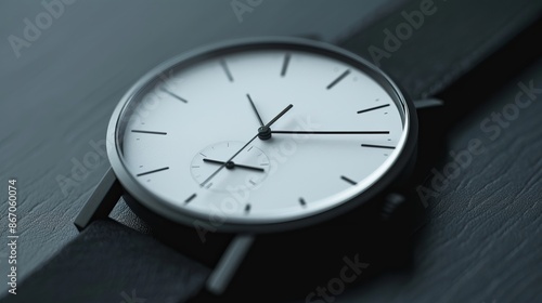 Wallpaper Mural Close-up of a minimalist wristwatch with a white face and black strap Torontodigital.ca