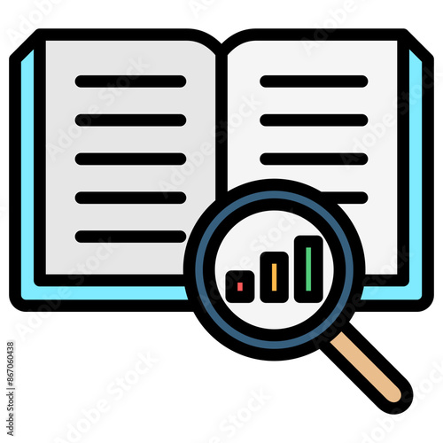 Literacy Statistics lineal multi color icon. Use for international literacy day, education theme and more. modern concept, UI or UX kit, web and app development..