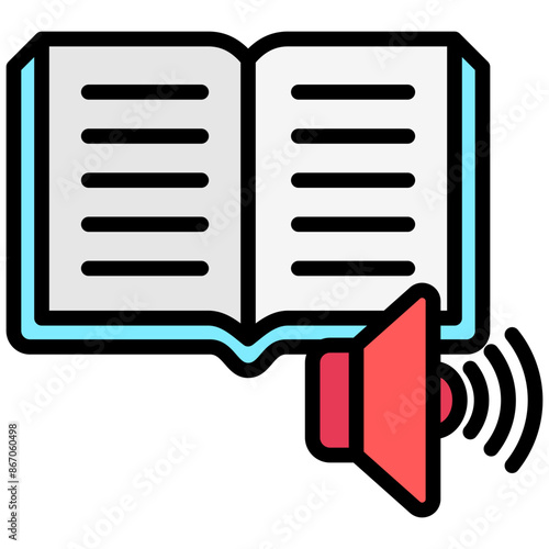 Read Aloud lineal multi color icon. Use for international literacy day, education theme and more. modern concept, UI or UX kit, web and app development..