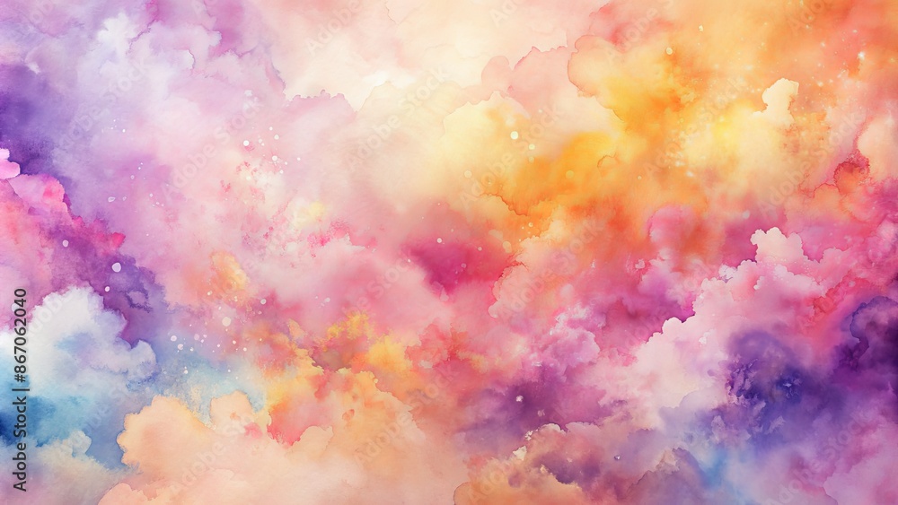 Soft focus abstract watercolor background featuring pastel hues of purple, magenta, pink, peach, coral, orange, yellow, beige, and white tones. Soft focus abstract watercolor background featuring pastel hues of purple, magenta, pink, peach, coral, orange, yellow, beige, and white tones.