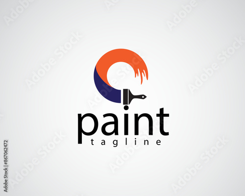 creative o-shaped paint in blue with an orange logo