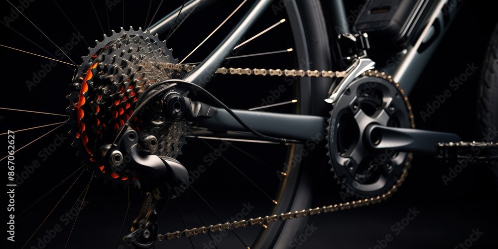 Close-up of a Bicycle's Rear Derailleur and Chain Close-up of a Bicycle's Rear Derailleur and Chain