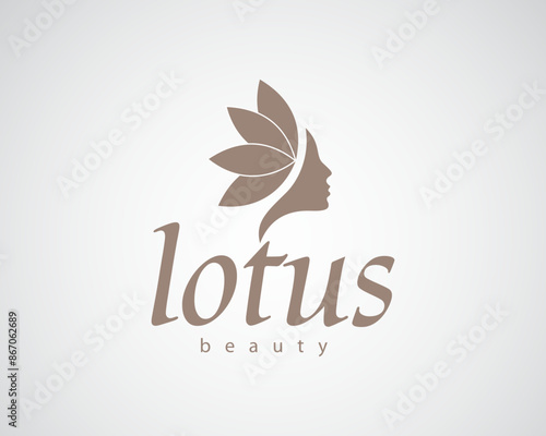 creative face and hair shapes  flower logo for beauty salon and others