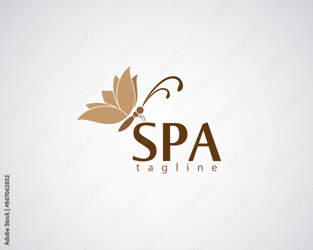 Obraz premium creative butterfly with flower-shaped wings logo for spa ,beauty and others