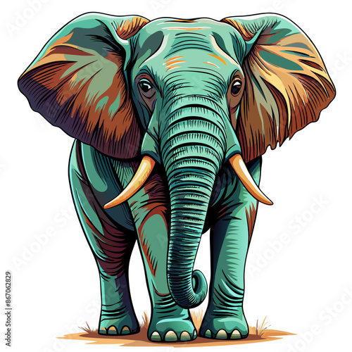 Wallpaper Mural elephant ,real style, white background Torontodigital.ca