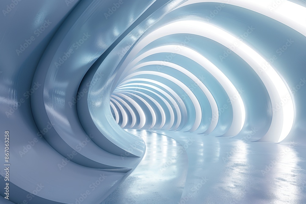 Futuristic white tunnel interior with glowing lights. Abstract modern architecture design. Concept of technology, future, innovation. Futuristic white tunnel interior with glowing lights. Abstract modern architecture design. Concept of technology, future, innovation.
