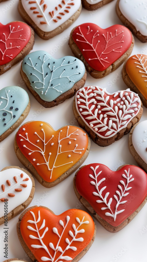 Oktoberfest cookies, heartshaped with icing, festive display Oktoberfest cookies, heartshaped with icing, festive display