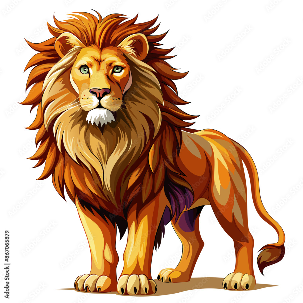 Fototapeta premium lion ,real style, white background