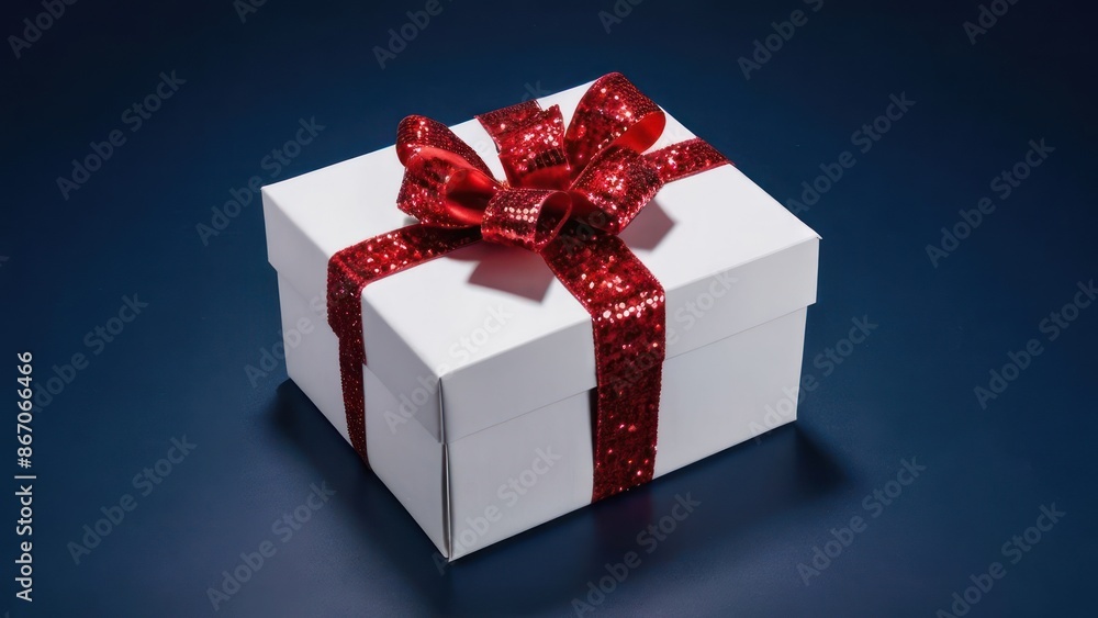 Elegant Minimalism, Monochromatic White Gift Box Enhanced with Red Accents Elegant Minimalism, Monochromatic White Gift Box Enhanced with Red Accents