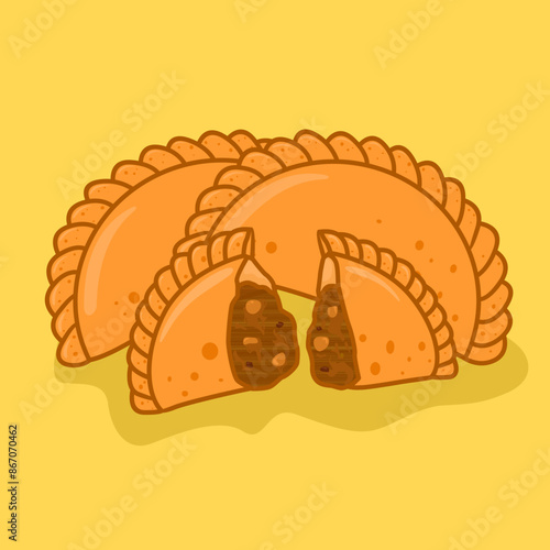 empanada or pastel looks very delicious vector illustration with cartoon style