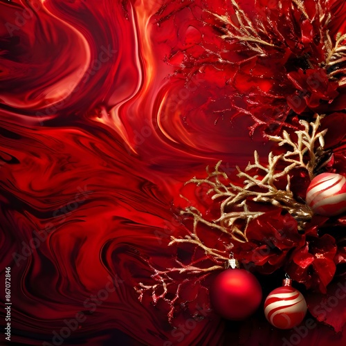 red festive christmas textured background, Ai Generaed photo