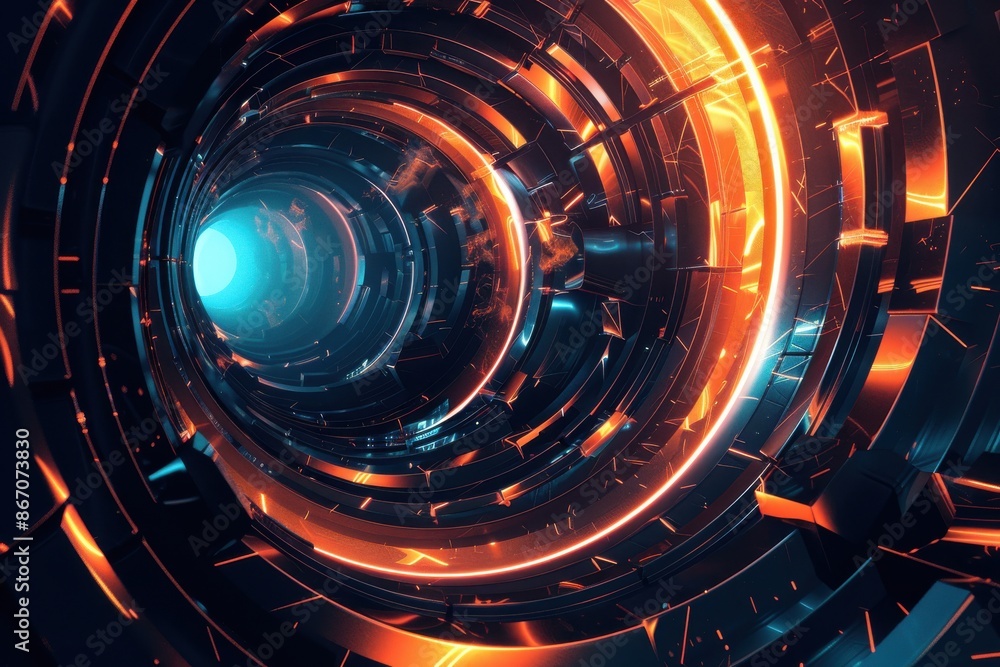 Abstract digital art of a futuristic tunnel with neon lights, perfect for backgrounds, wallpapers, or technology-themed projects. Abstract digital art of a futuristic tunnel with neon lights, perfect for backgrounds, wallpapers, or technology-themed projects.