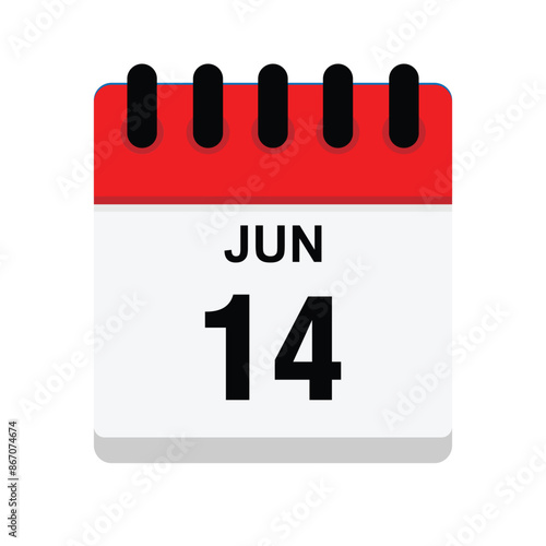 calender icon, 14 june icon with white background
