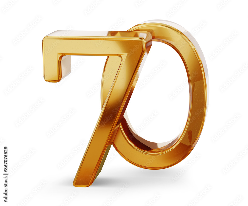 70, seventy, number golden metallic, jublee or years, age and birthday or rate as 3d-illustration, gold colored icon as symbol, isolated 70, seventy, number golden metallic, jublee or years, age and birthday or rate as 3d-illustration, gold colored icon as symbol, isolated
