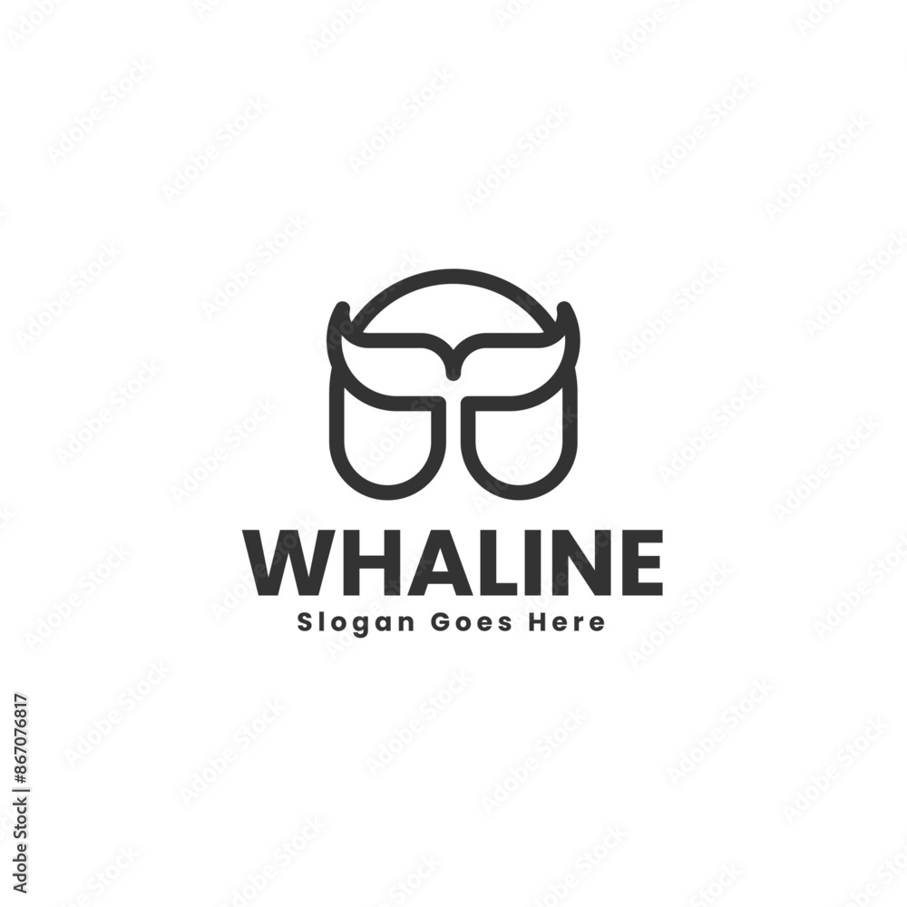 Vector Logo Illustration Whale Line Art Style Vector Logo Illustration Whale Line Art Style