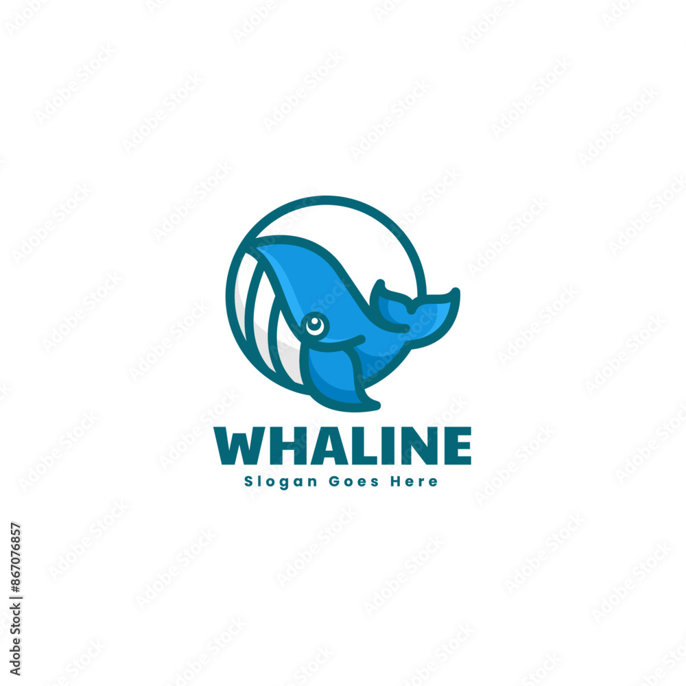 Fototapeta premium Vector Logo Illustration Whale Simple Mascot Style