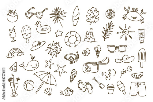 beach and summer themed doodle design