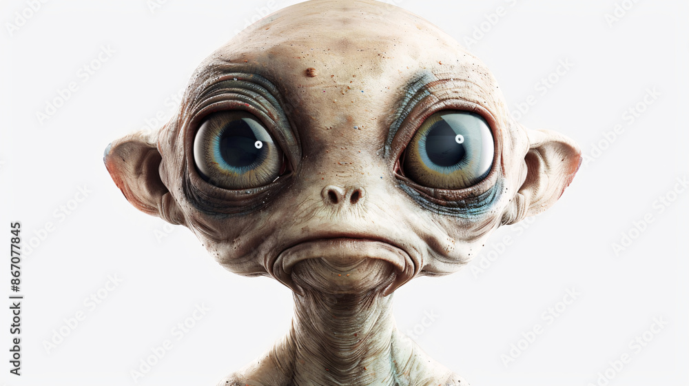 Hand-drawn alien with a cute and comical expression, perfect for kids, isolated on white background Hand-drawn alien with a cute and comical expression, perfect for kids, isolated on white background