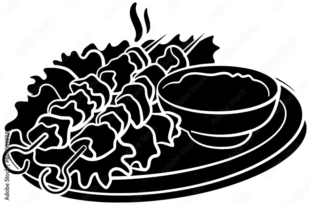 Samolepka barbecue illustration stick silhouette satay logo grill icon kebab outline bbq g