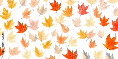 Autumn Leaves Falling on a White Background