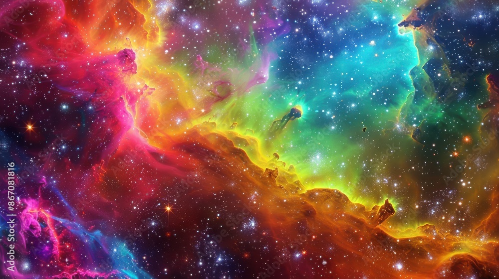 Vivid Colors of Nebula Clouds in Deep Space, Cosmic Art Vivid Colors of Nebula Clouds in Deep Space, Cosmic Art