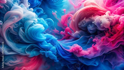 Vibrant blue and pink watercolor hues swirl together in an mesmerizing abstract background, perfect for trendy digital designs.