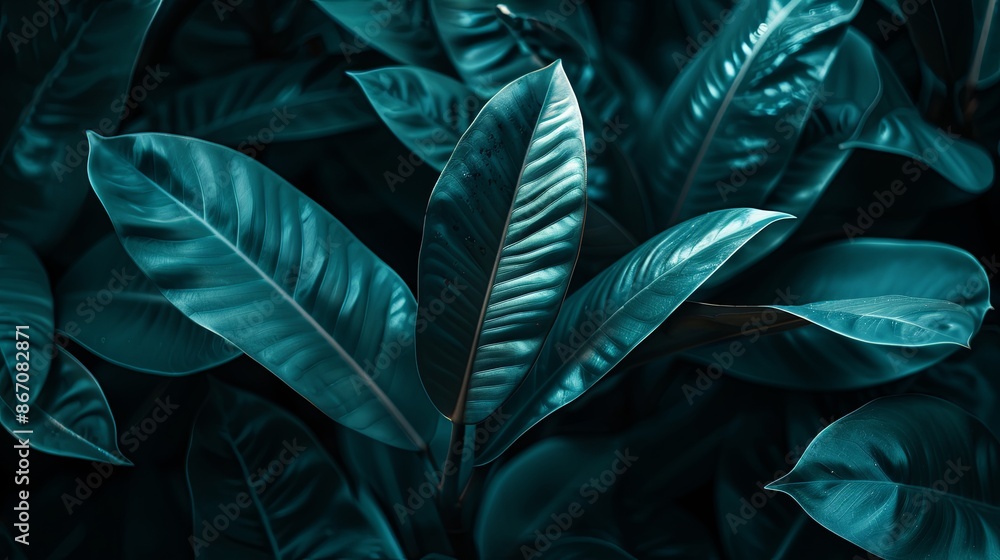 Green tropical plant close-up Green tropical plant close-up