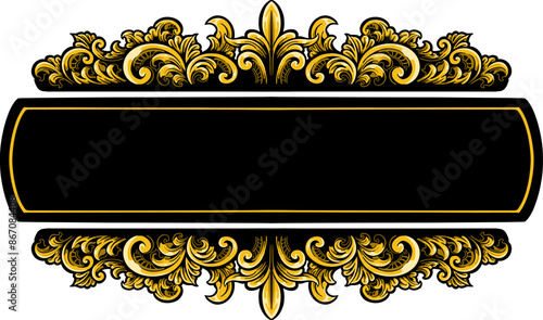 Ornate Panel Banner Design With Gold Engraving