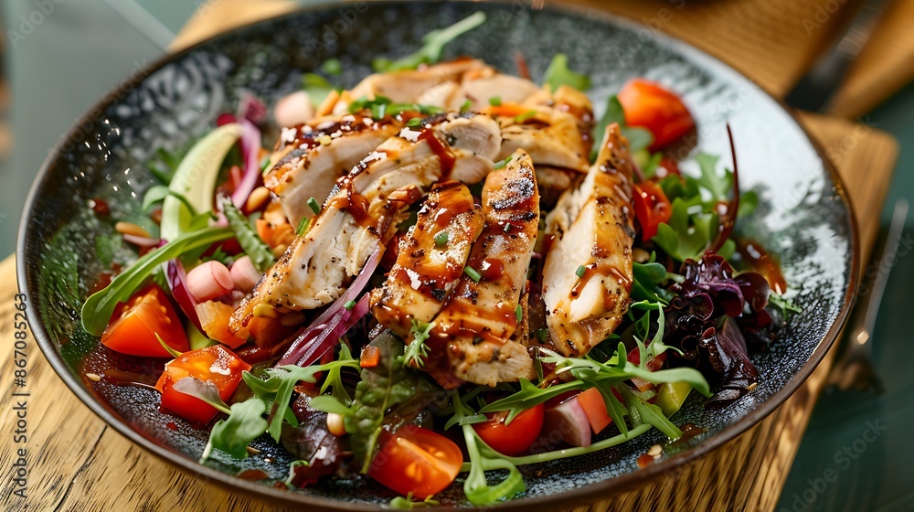 Warm chicken salad on rock Warm chicken salad on rock