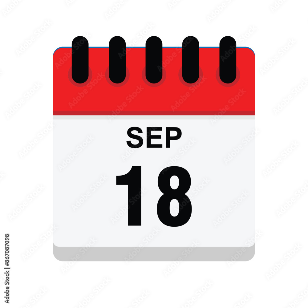 Fotografie calender icon, 18 september icon with white background