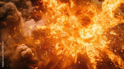 "Explosion with Flames and Fire Captured in High-Momentum Photo"