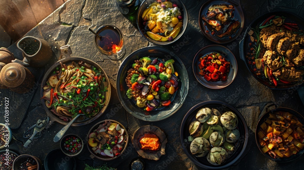 A Beautiful Assortment of Gourmet Dishes - Generative AI A Beautiful Assortment of Gourmet Dishes - Generative AI