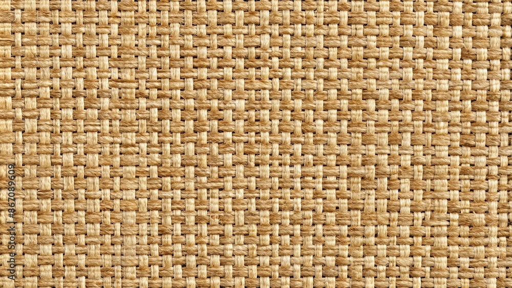 Natural earth-toned woven sack texture in seamless repeat pattern with rustic jute fabric tone and subtle grid lines and folds. Natural earth-toned woven sack texture in seamless repeat pattern with rustic jute fabric tone and subtle grid lines and folds.
