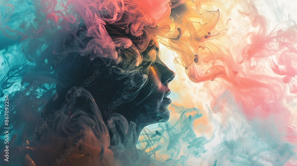 Fototapeta premium Abstract Portrait in Smoke and Color
