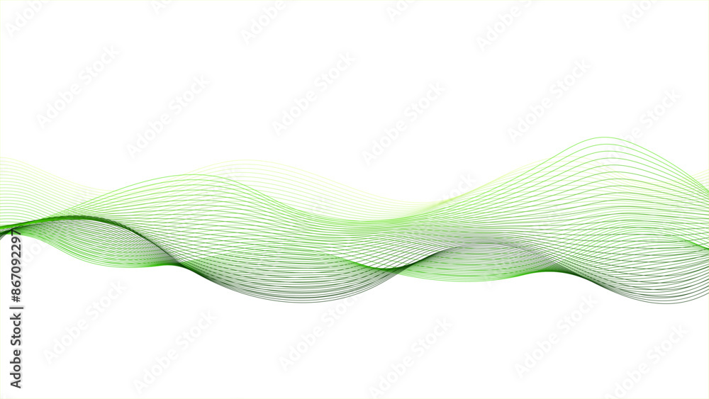 Green wavy lines on a white background. Wave vector illustration. Abstract green waves, Abstract green wave design. Green wavy lines on a white background. Wave vector illustration. Abstract green waves, Abstract green wave design.
