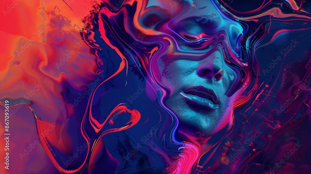 Abstract Portrait in Neon Hues Abstract Portrait in Neon Hues