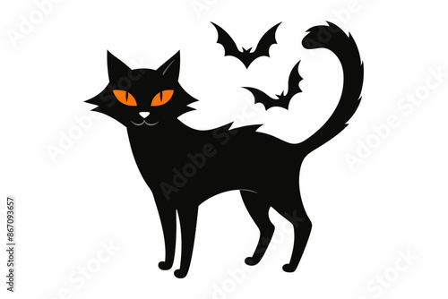 Halloween cat vector illustration, Halloween silhouette vector

