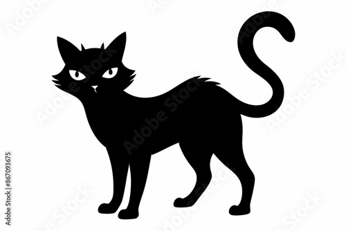 Halloween cat vector illustration, Halloween silhouette vector


