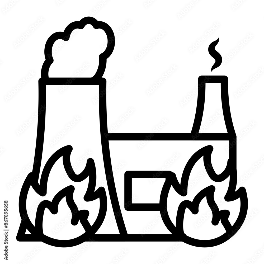 Waste Incinerator Vector Line Icon Design Waste Incinerator Vector Line Icon Design