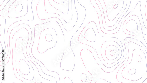 Abstract topographic map background. Red blue illuminated topographic lines on transparent background. 