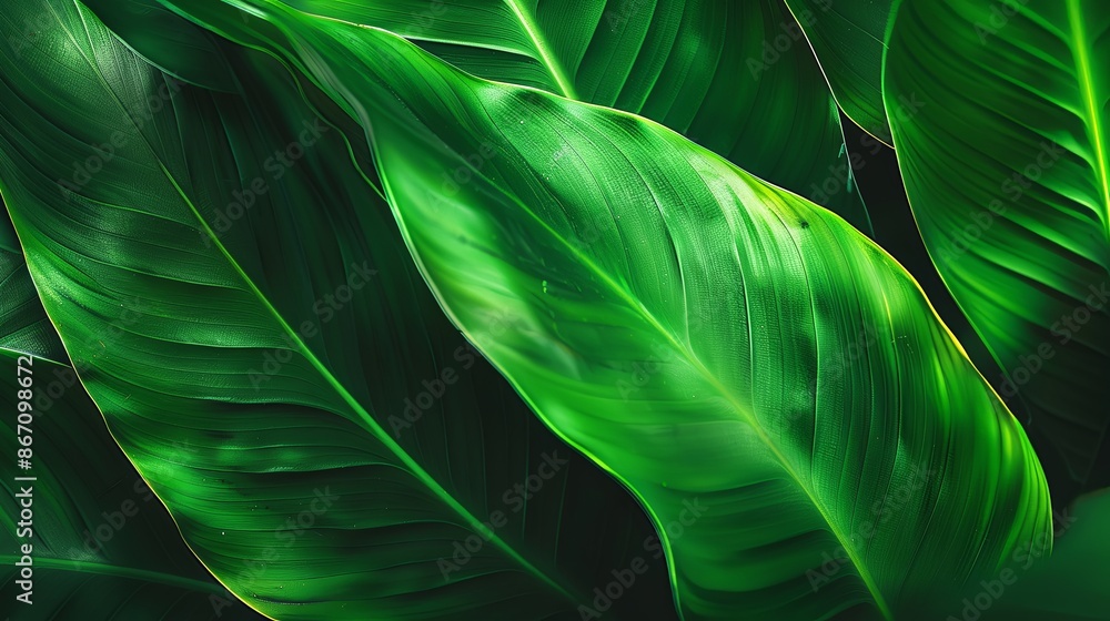 Green tropical plant close-up Green tropical plant close-up