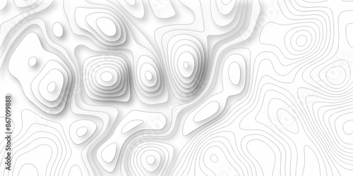 White and black Topographic contour lines. Seamless pattern with lines Topographic map. Geographic mountain relief diagram line wave carve pattern.