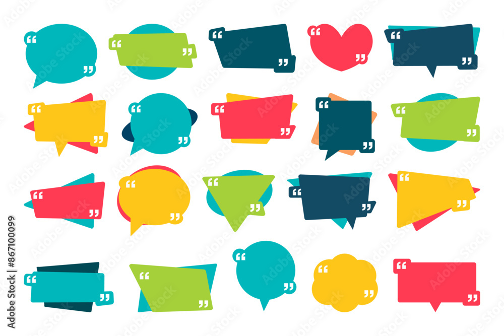 Quotes frames. Quote remark, mention quotations frame and callout text template. Talk remark quotation frames, citation memo or dialog box bubble. Isolated vector symbols set Quotes frames. Quote remark, mention quotations frame and callout text template. Talk remark quotation frames, citation memo or dialog box bubble. Isolated vector symbols set