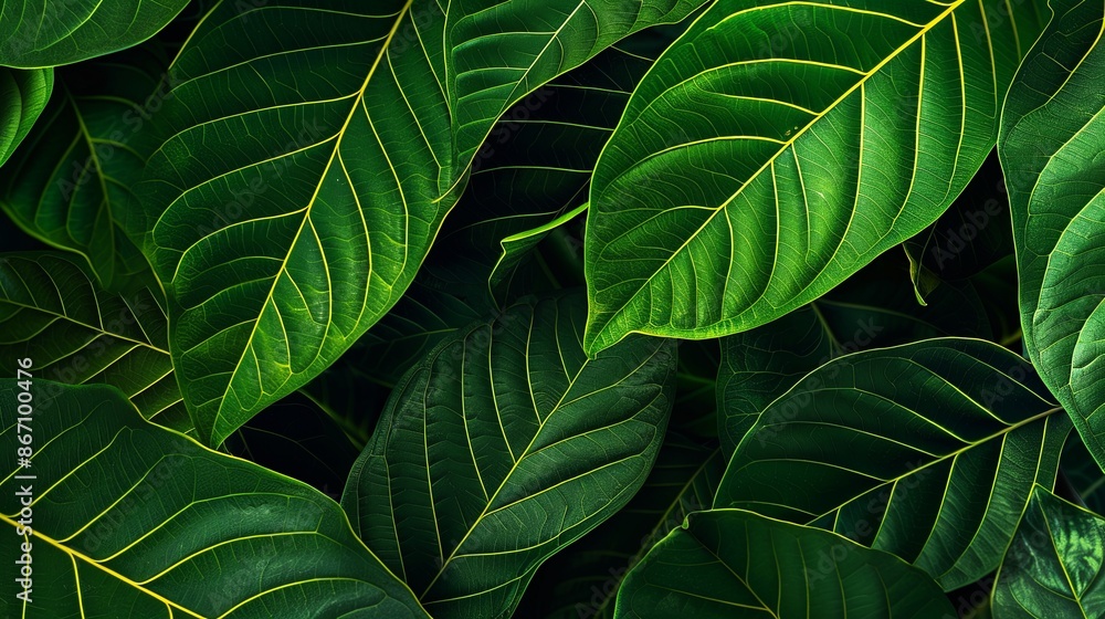Green tropical plant close-up Green tropical plant close-up