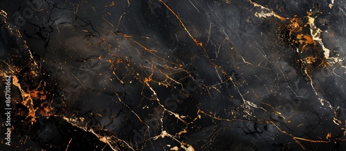 Panel kuchenny z motywem Textured black marble background with gold and white patterns. Natural dark gray marble texture with Italian Pietra marble background. Luxury black marble with gold patterns in dark grey color.