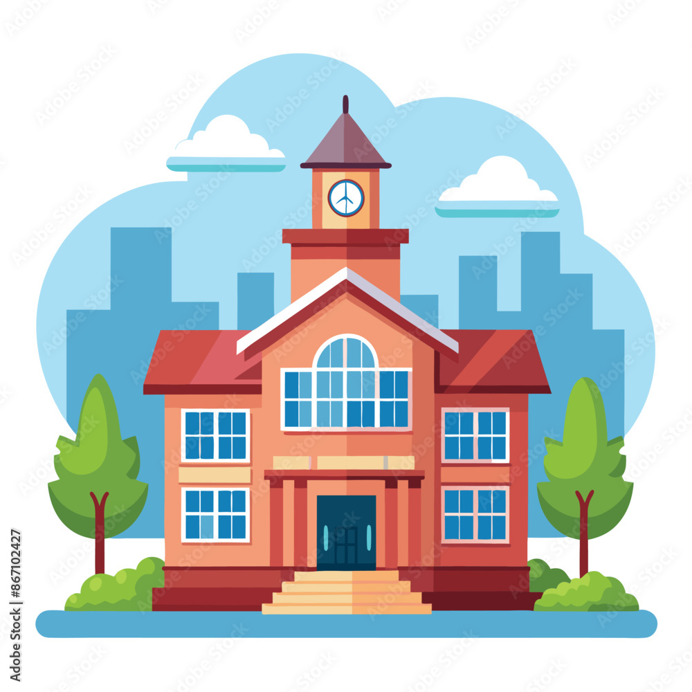 A School building in a simple flat style. Colorful Modern school, college building Vector illustration. A School building in a simple flat style. Colorful Modern school, college building Vector illustration.