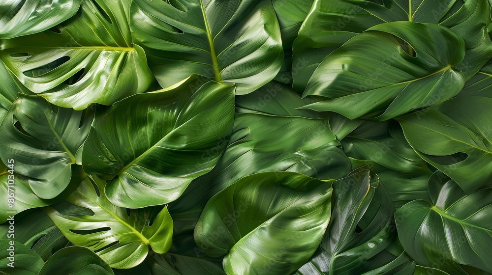 Green tropical plant close-up Green tropical plant close-up