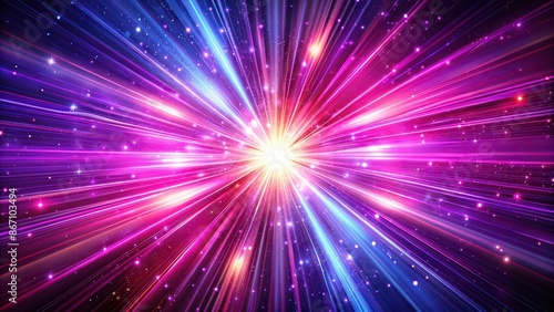 Futuristic explosion of pink purple light rays on abstract background, futuristic, explosion, pink, purple