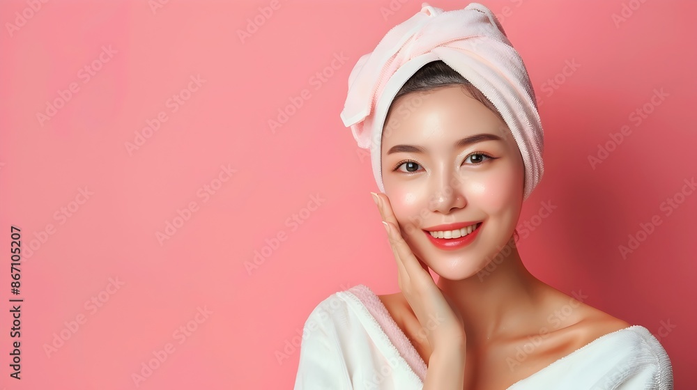 Radiant Asian Beauty Embracing Self Care Serenity in Spa Like Setting Radiant Asian Beauty Embracing Self Care Serenity in Spa Like Setting